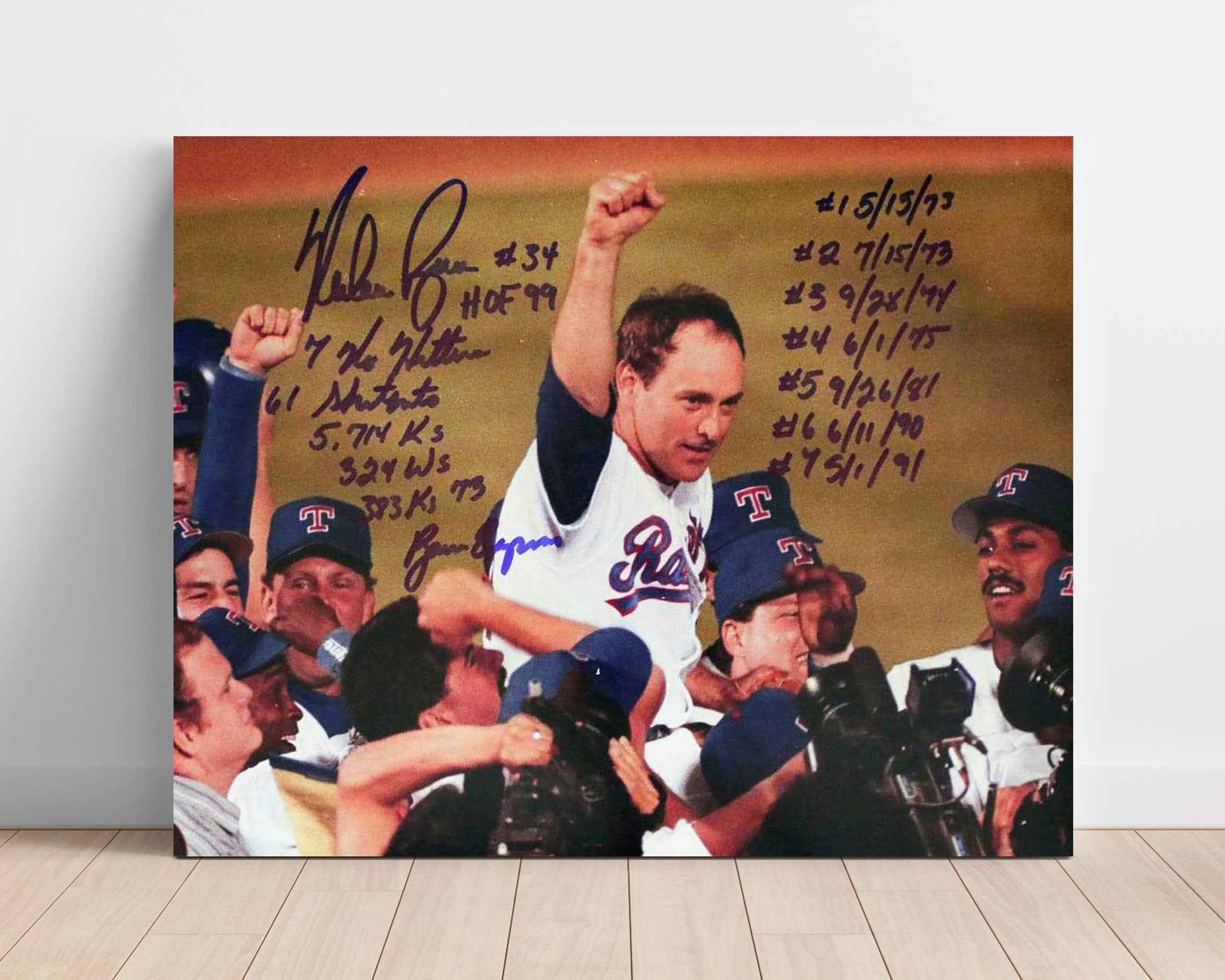 Nolan Ryan Stats Milestone - Action Baseball Wall Art 16x20 Unframed Print wall art print – Baseball Wall Art decor