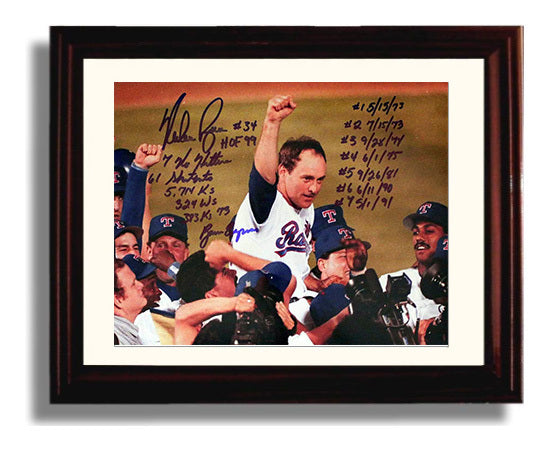 Nolan Ryan Stats Milestone - Action Baseball Wall Art 8x10 Beveled Frame wall art print – Baseball Wall Art decor