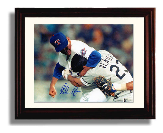 Nolan Ryan Ventura Fight - Ventura Fight Baseball Wall Art 8x10 Beveled Frame wall art print – Baseball Wall Art decor