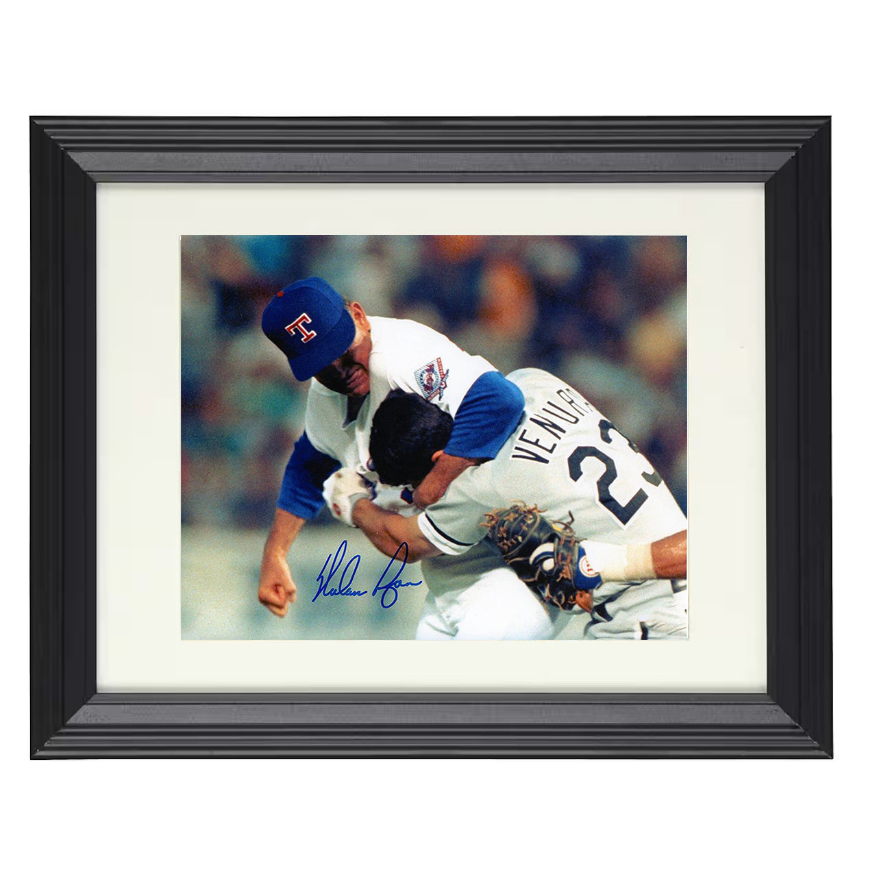 Nolan Ryan Ventura Fight - Ventura Fight 8x10 black beveled framed baseball wall art