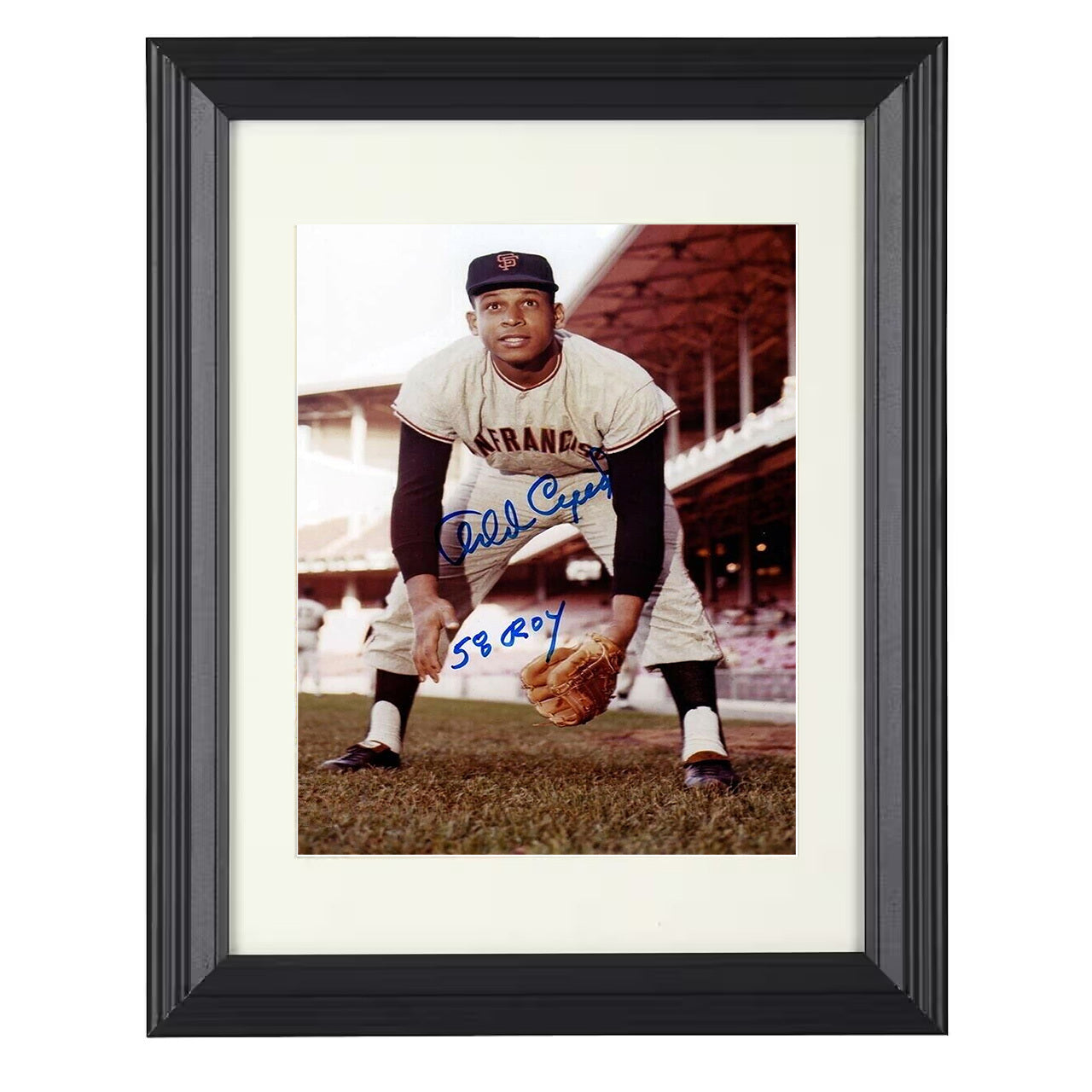 Orlando Cepeda - San Francisco Legend Fielding Pose 8x10 black beveled framed baseball wall art