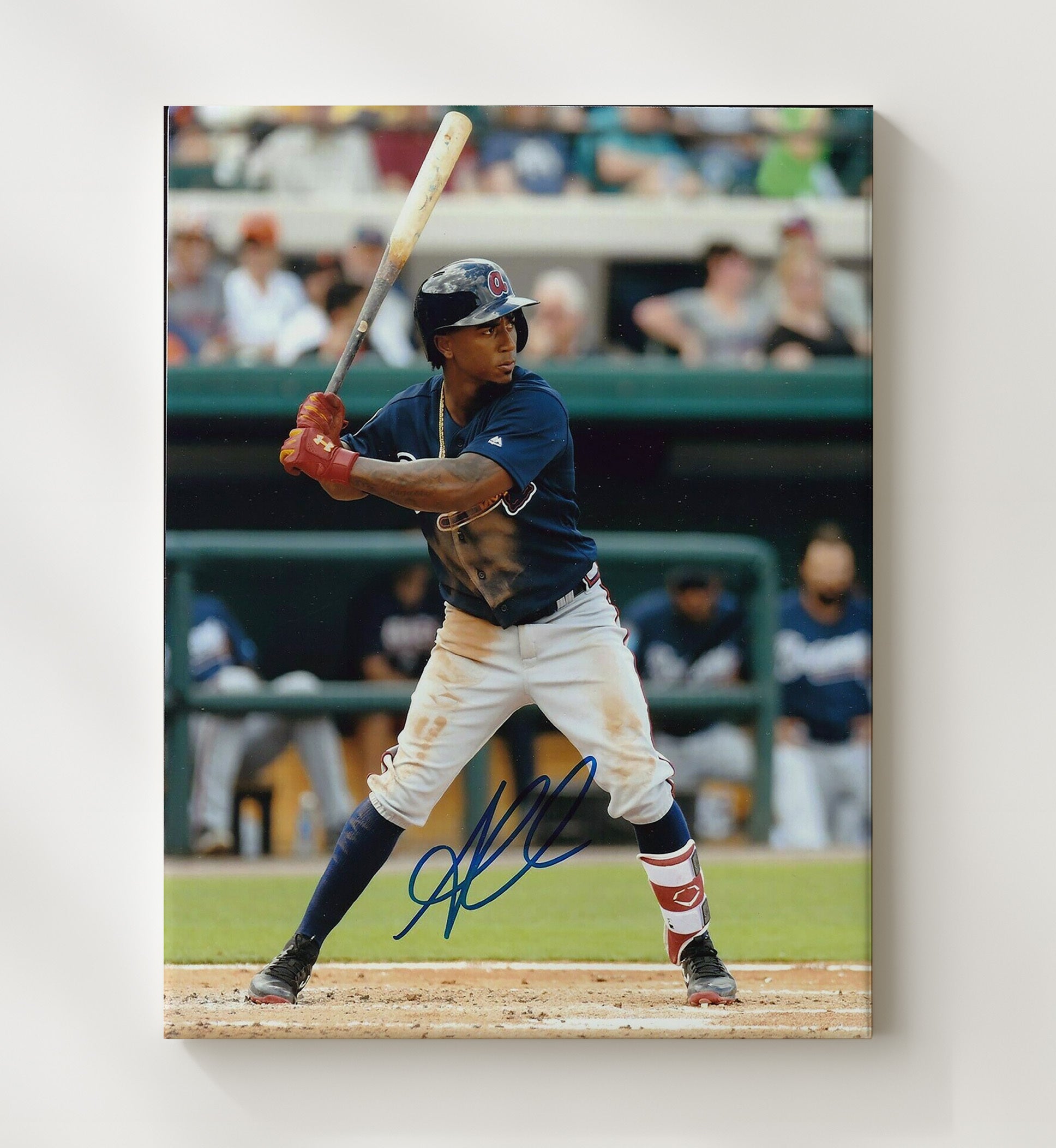 Ozzie Albies - Atlanta Baseball At Bat Focus Wall Art 20x24 Canvas wall art print – Baseball Wall Art decor