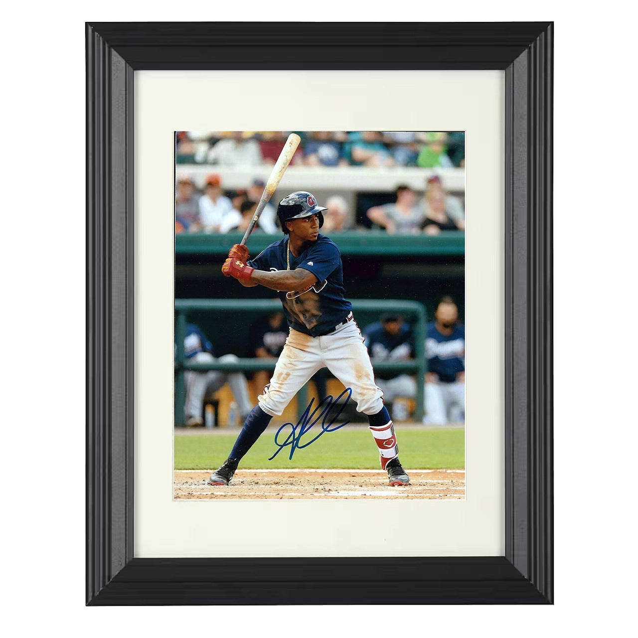 Ozzie Albies - Atlanta Baseball At Bat Focus 8x10 black beveled framed baseball wall art