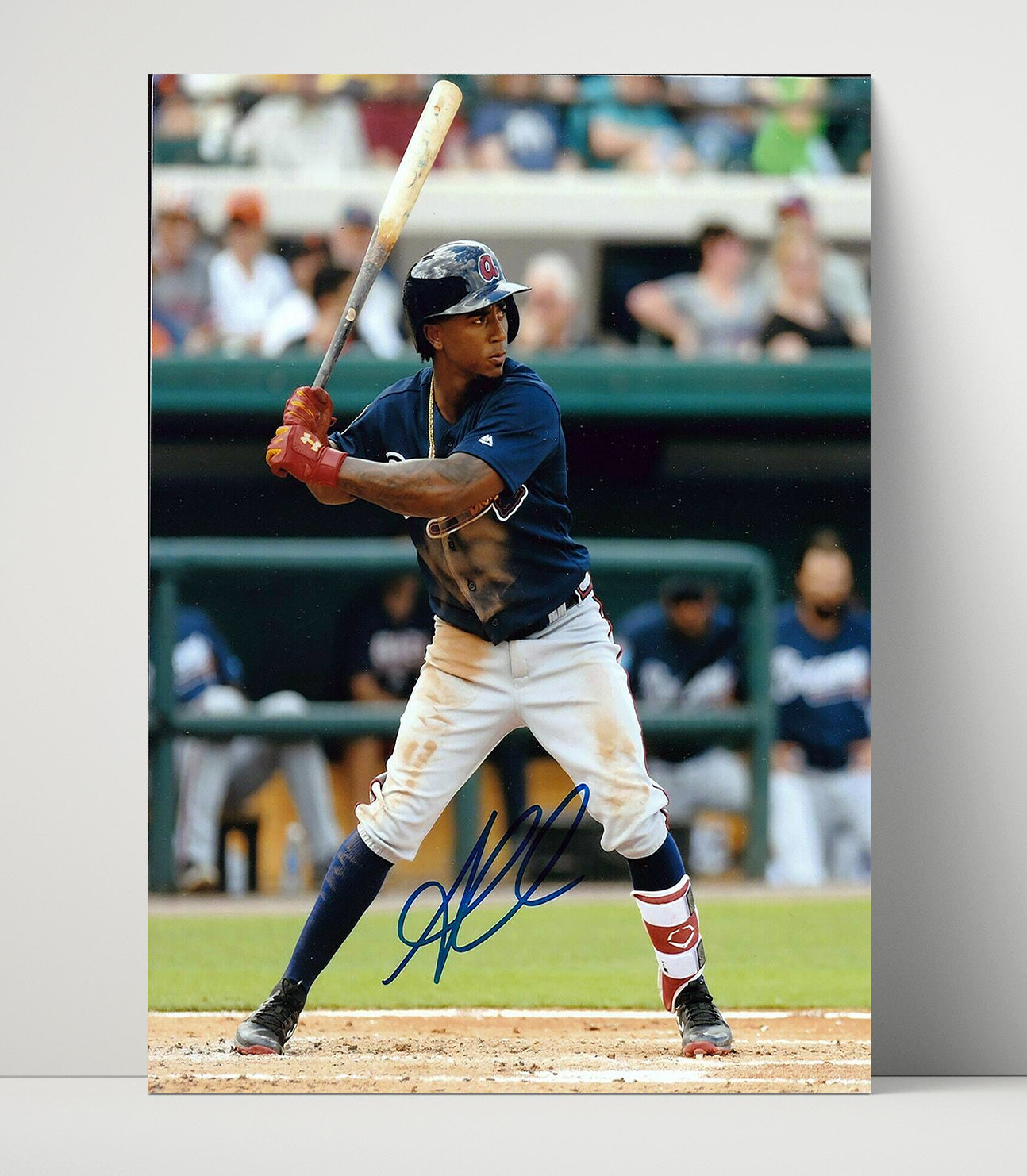 Ozzie Albies - Atlanta Baseball At Bat Focus Wall Art 16x20 Unframed Print wall art print – Baseball Wall Art decor