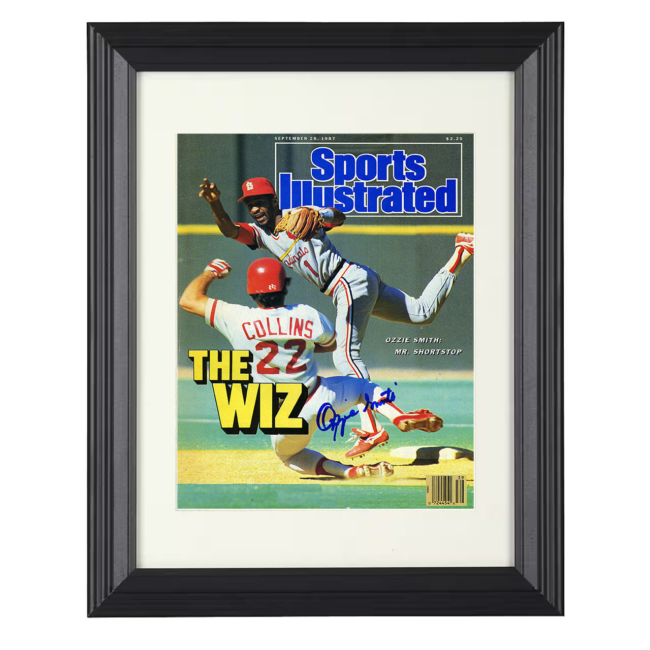 Ozzie Smith - SI The Wiz defensive brilliance 1987 8x10 black beveled framed baseball wall art