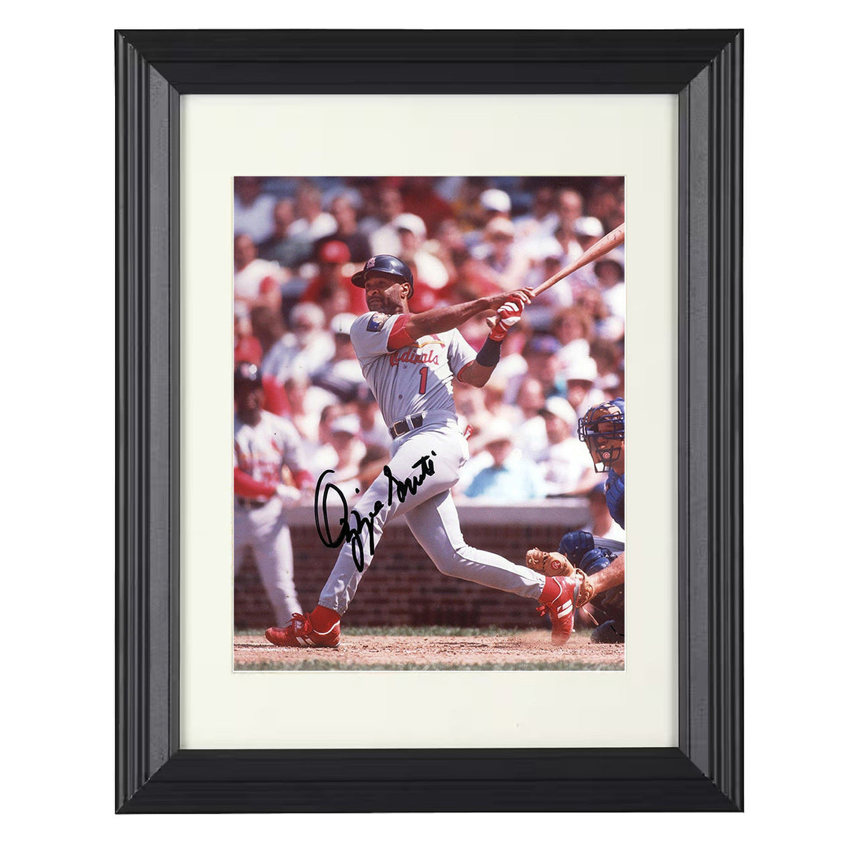Ozzie Smith - St Louis Legend Swing Action 8x10 Beveled Frame baseball wall art