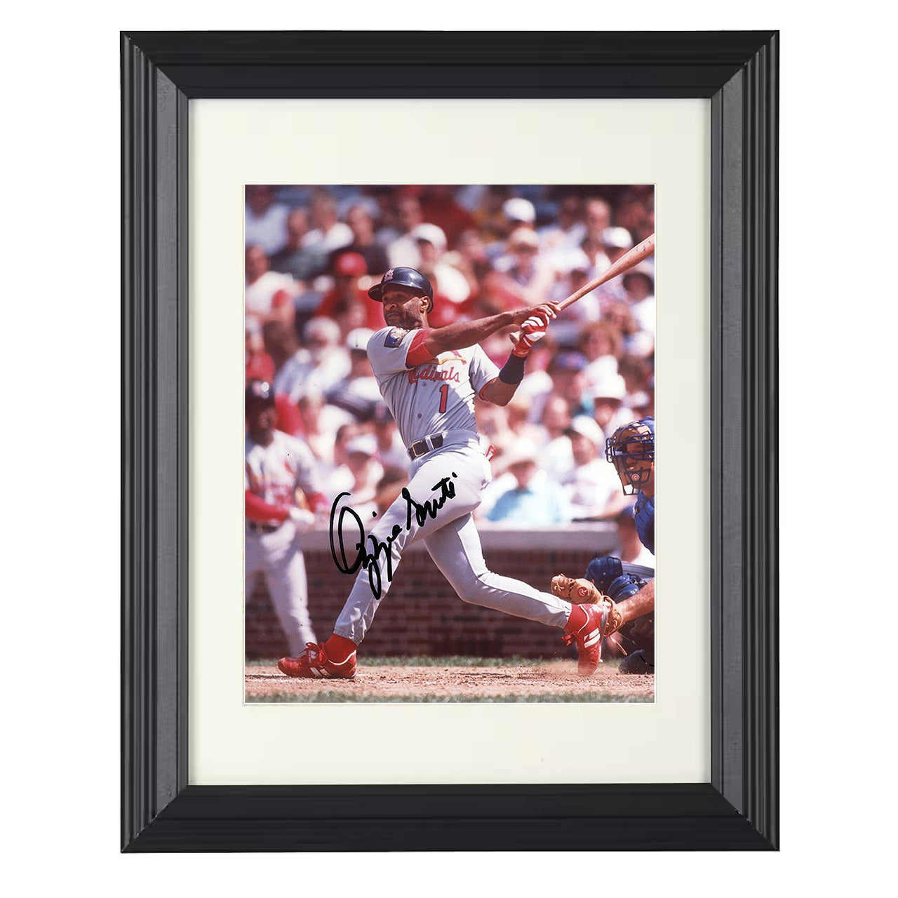Ozzie Smith - St Louis Legend Swing Action 8x10 black beveled framed baseball wall art