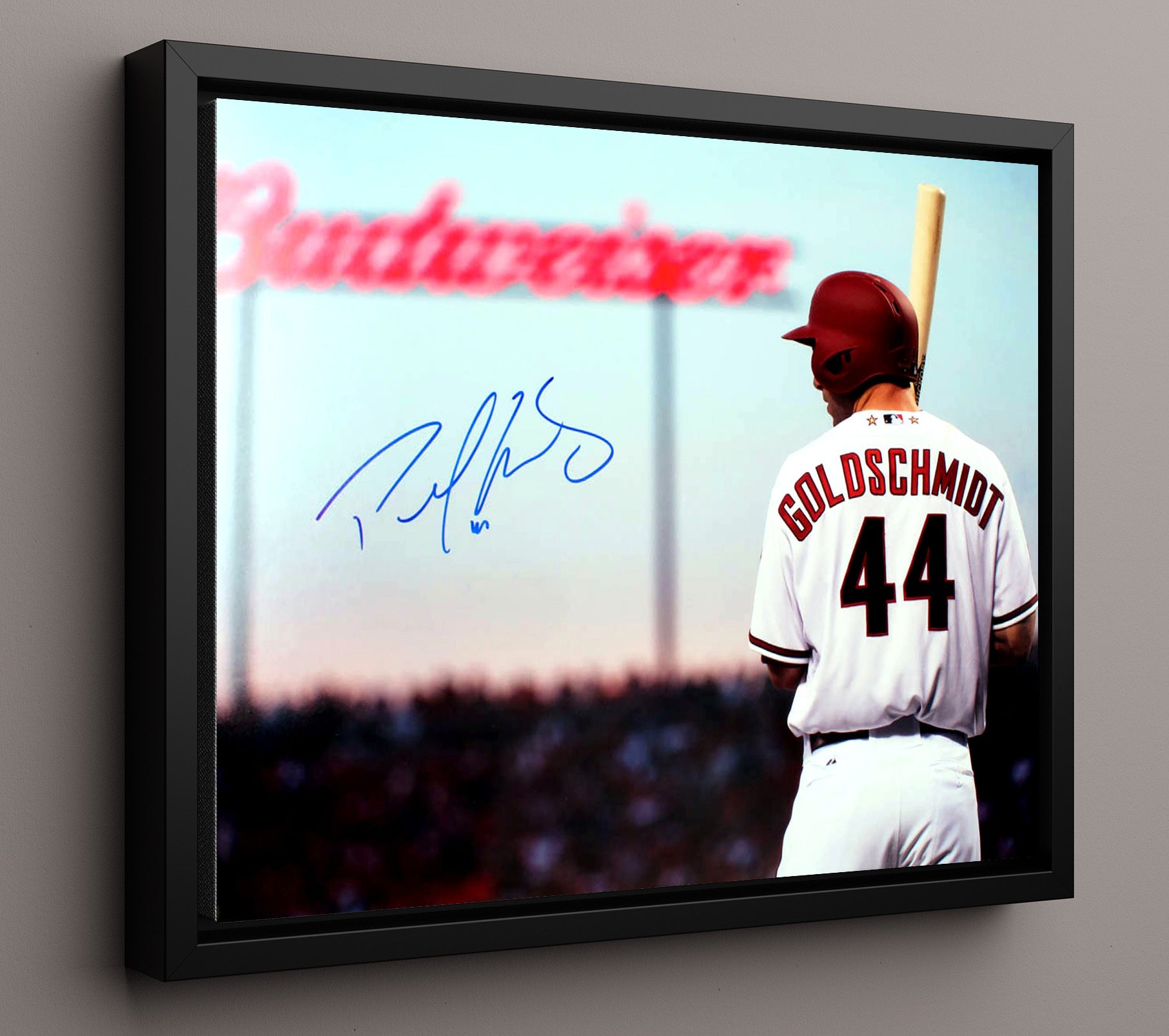 Paul Goldschmidt At Bat - Batting Baseball Wall Art 16x20 Framed Canvas wall art print – Baseball Wall Art decor