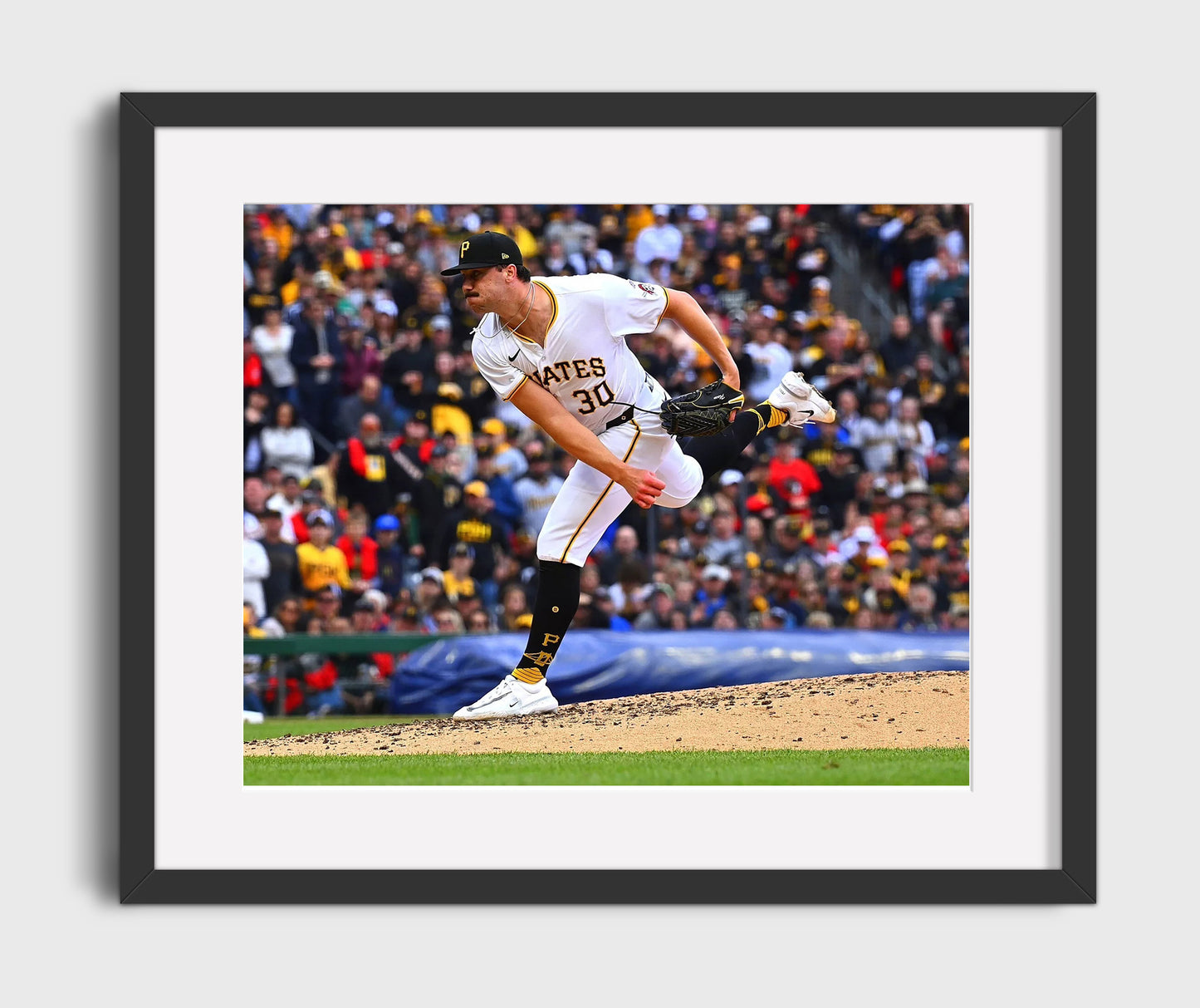 Paul Skenes Heat Seeking Darts - Strikeout Heat Baseball Wall Art 16x20 Gallery Frame wall art print – Baseball Wall Art decor