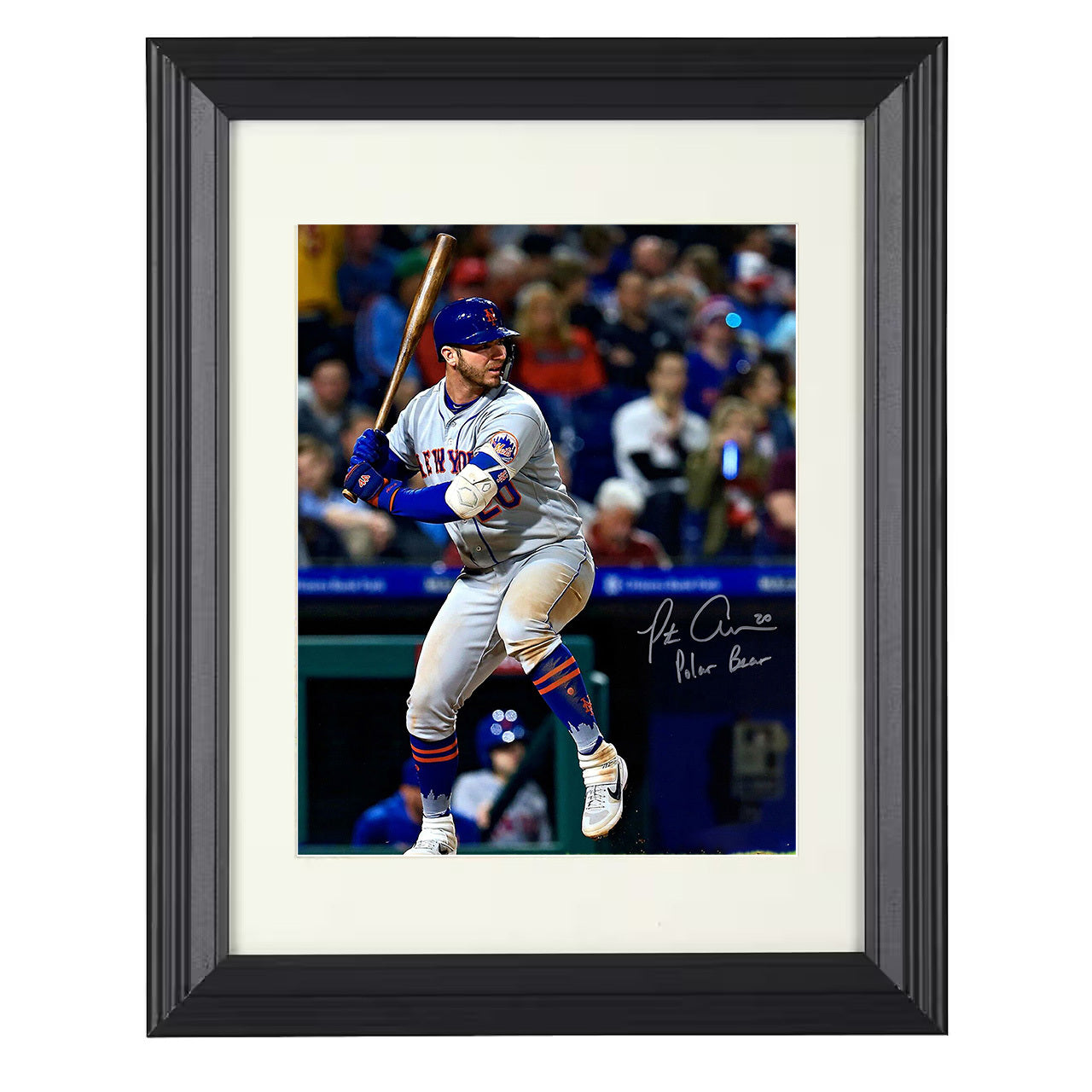 Pete Alonso - New York Legend At Bat Focus 8x10 black beveled framed baseball wall art