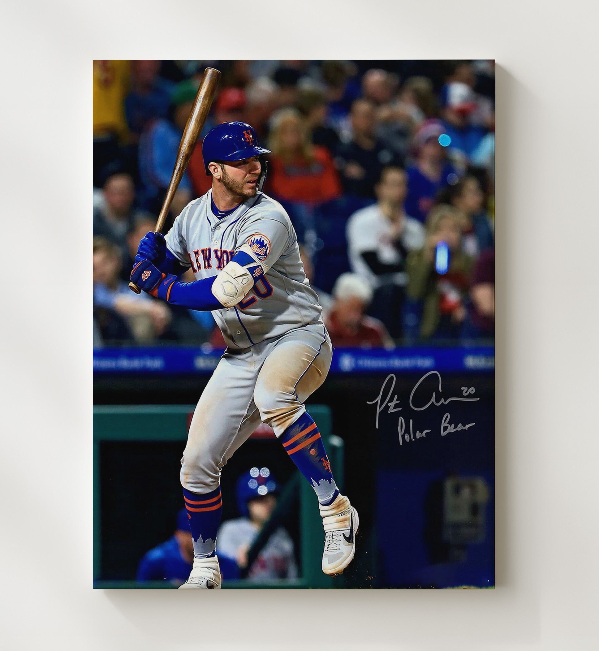 Pete Alonso - New York Legend At Bat Focus Baseball Wall Art 20x24 Canvas wall art print – Baseball Wall Art decor
