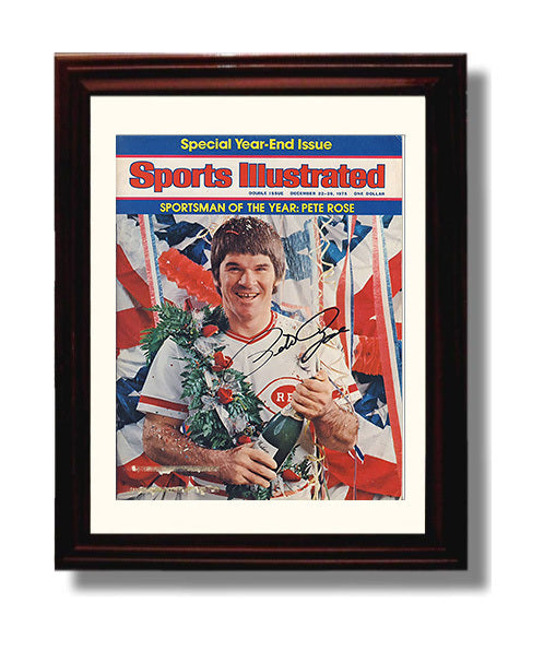 Pete Rose - 1975 SI Cover Sportsman Of The Year Baseball Wall Art 8x10 Beveled Frame wall art print – Baseball Wall Art decor