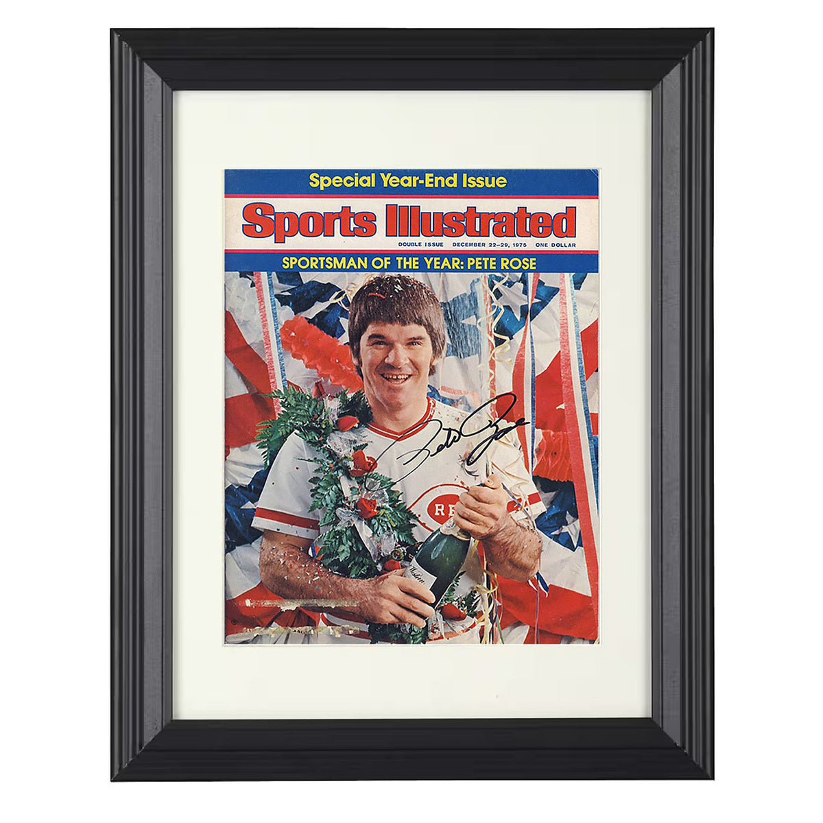 Pete Rose - 1975 SI Cover Sportsman Of The Year 8x10 Beveled Frame baseball wall art