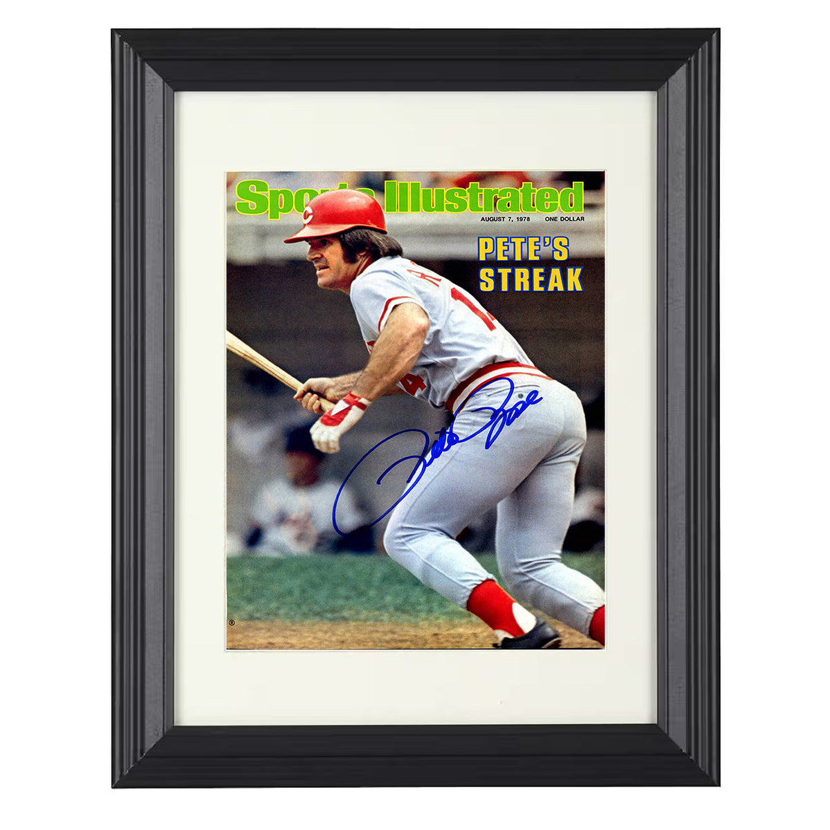 Pete Rose - Cincinnati Baseball Petes Streak 1978 SI Cover 8x10 Beveled Frame baseball wall art