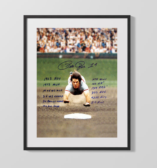 Pete Rose - Cincinnati Legend Headfirst Dive Hustle 8x10 Canvas baseball wall art