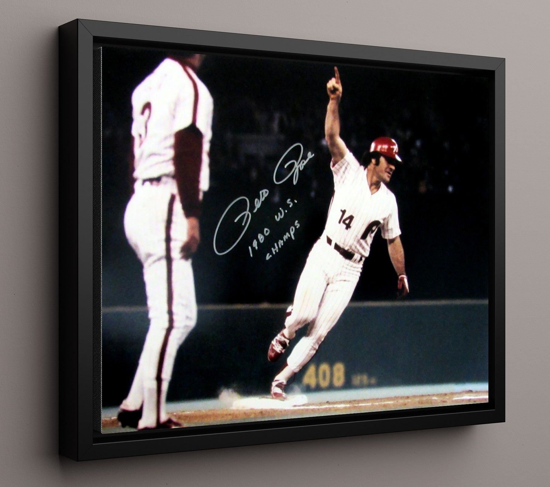 Pete Rose 1980 WS Champs - Series Champs Baseball Wall Art 16x20 Framed Canvas wall art print – Baseball Wall Art decor