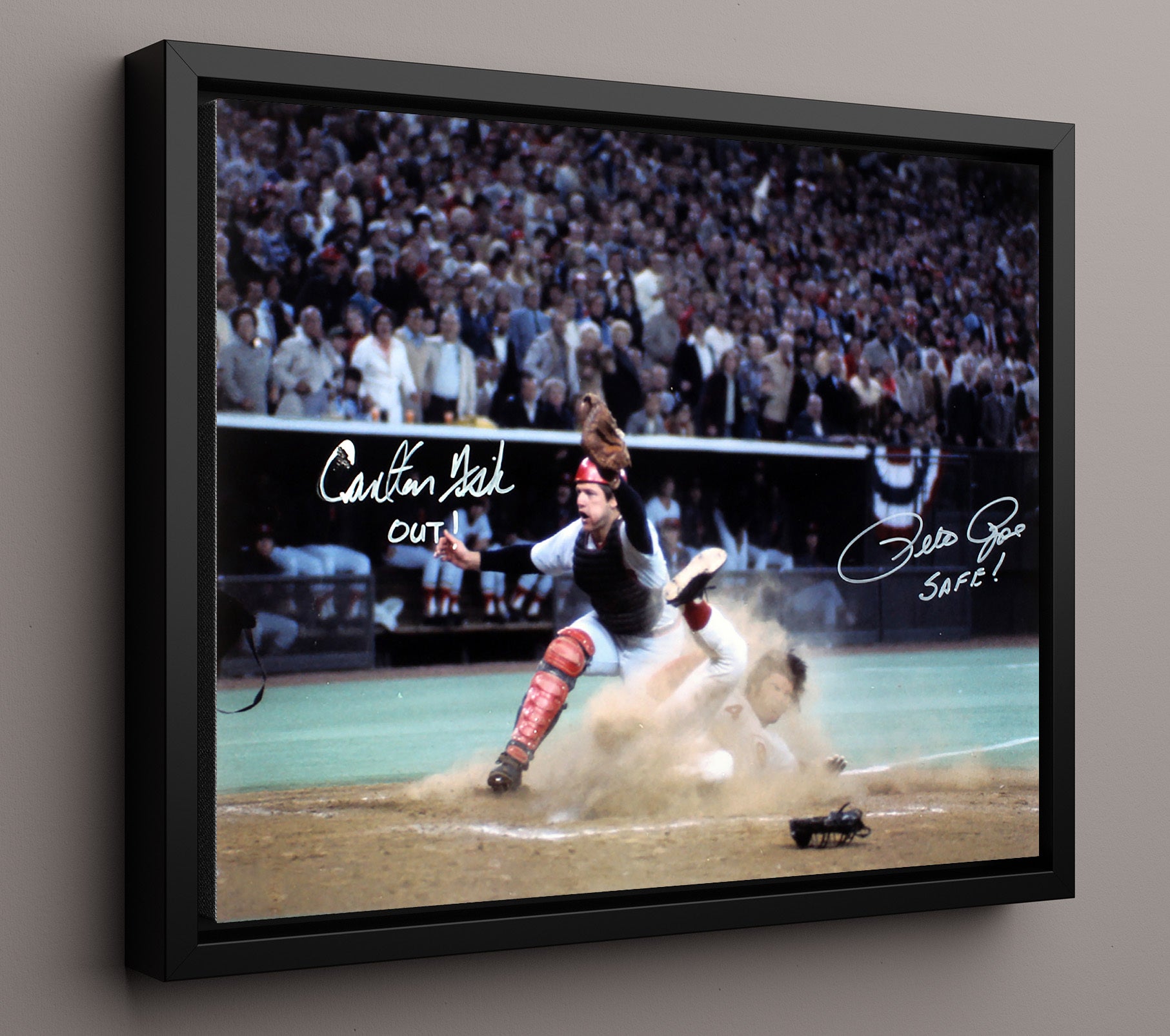 Pete Rose Safe Or Out - Action Baseball Wall Art 16x20 Framed Canvas wall art print – Baseball Wall Art decor