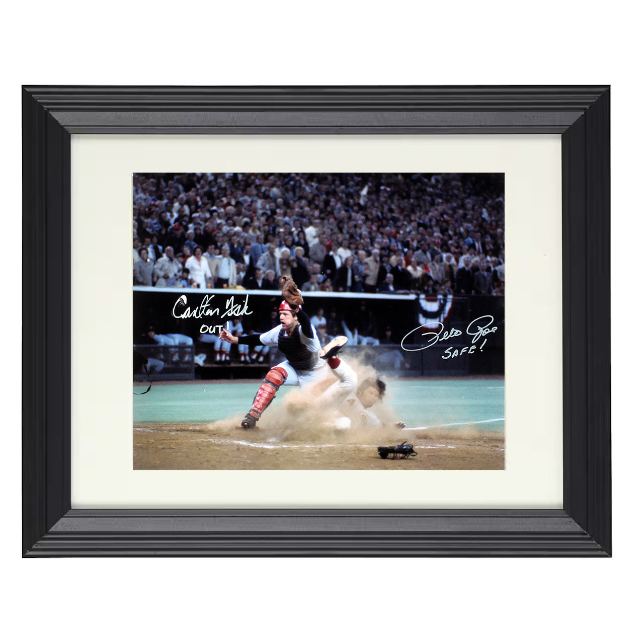 Pete Rose Safe Or Out - Action 8x10 black beveled framed baseball wall art