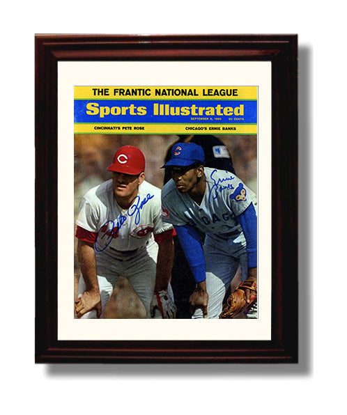 Pete Rose and Ernie Banks - 1969 SI Cover Cincinnati and Chicago Legends Baseball Wall Art 8x10 Beveled Frame wall art print – Baseball Wall Art decor