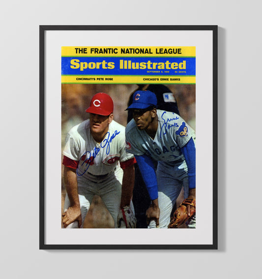Pete Rose and Ernie Banks - 1969 SI Cover Cincinnati and Chicago Legends 8x10 Canvas baseball wall art