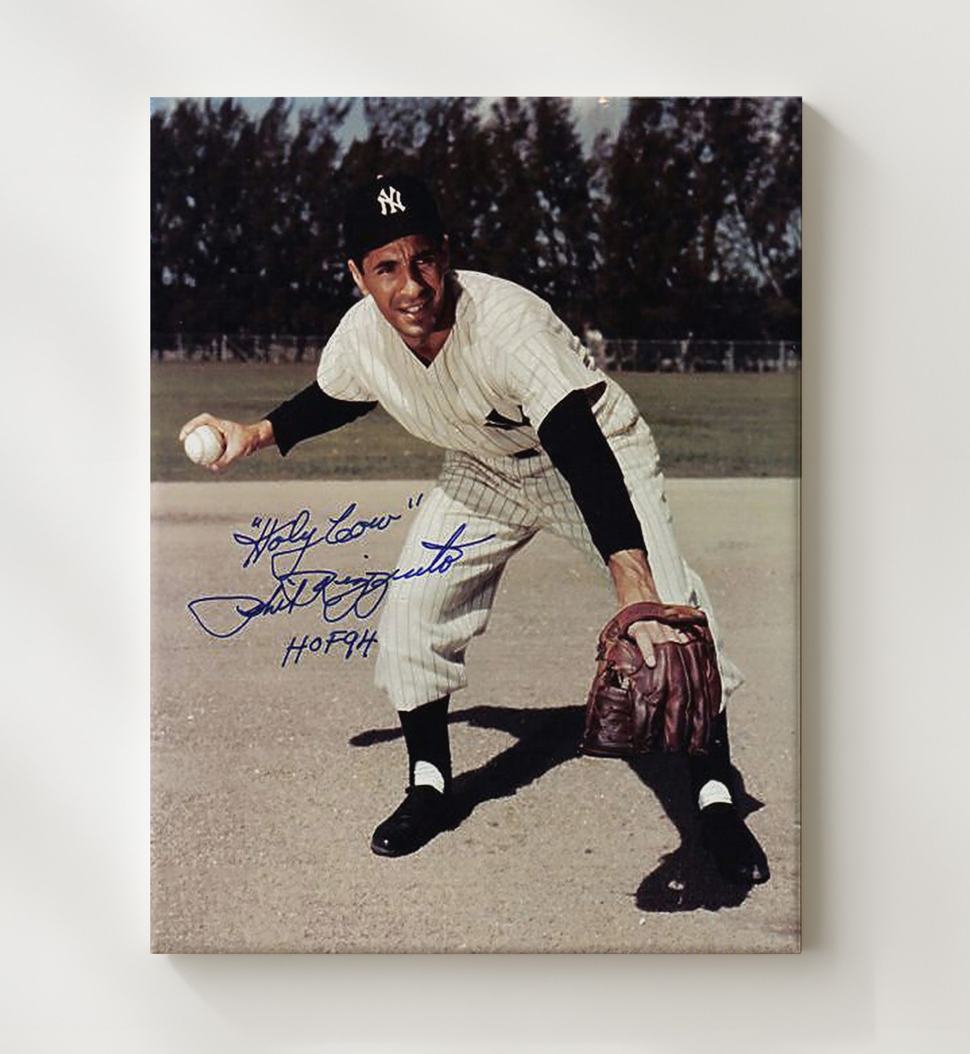 Phil Rizzuto - New York Legend Infield Pose Holy Cow Baseball Wall Art 20x24 Canvas wall art print – Baseball Wall Art decor
