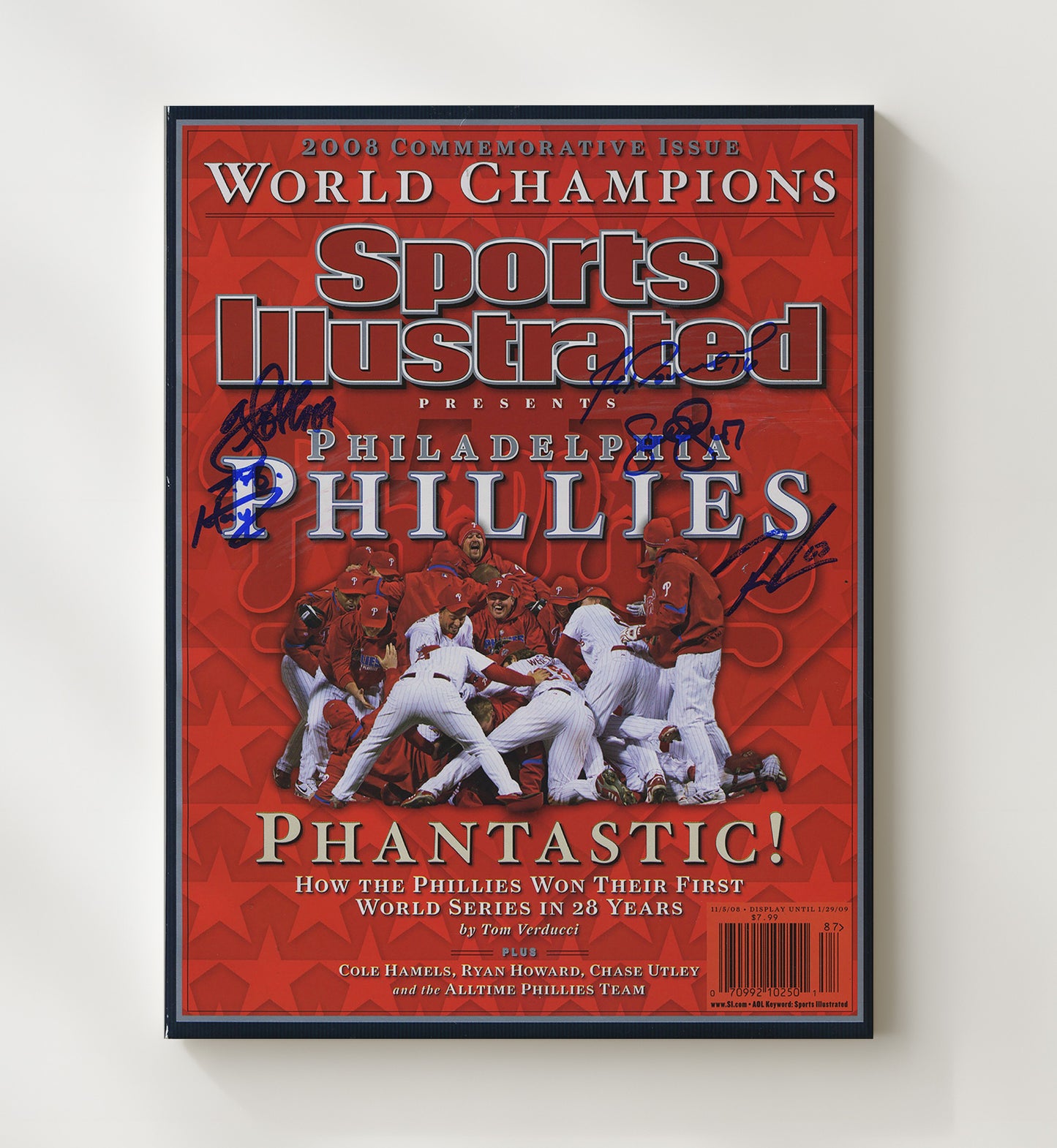 Philadelphia Baseball - 2008 SI Commemorative World Champions Spotlight Wall Art 20x24 Canvas wall art print – Baseball Wall Art decor
