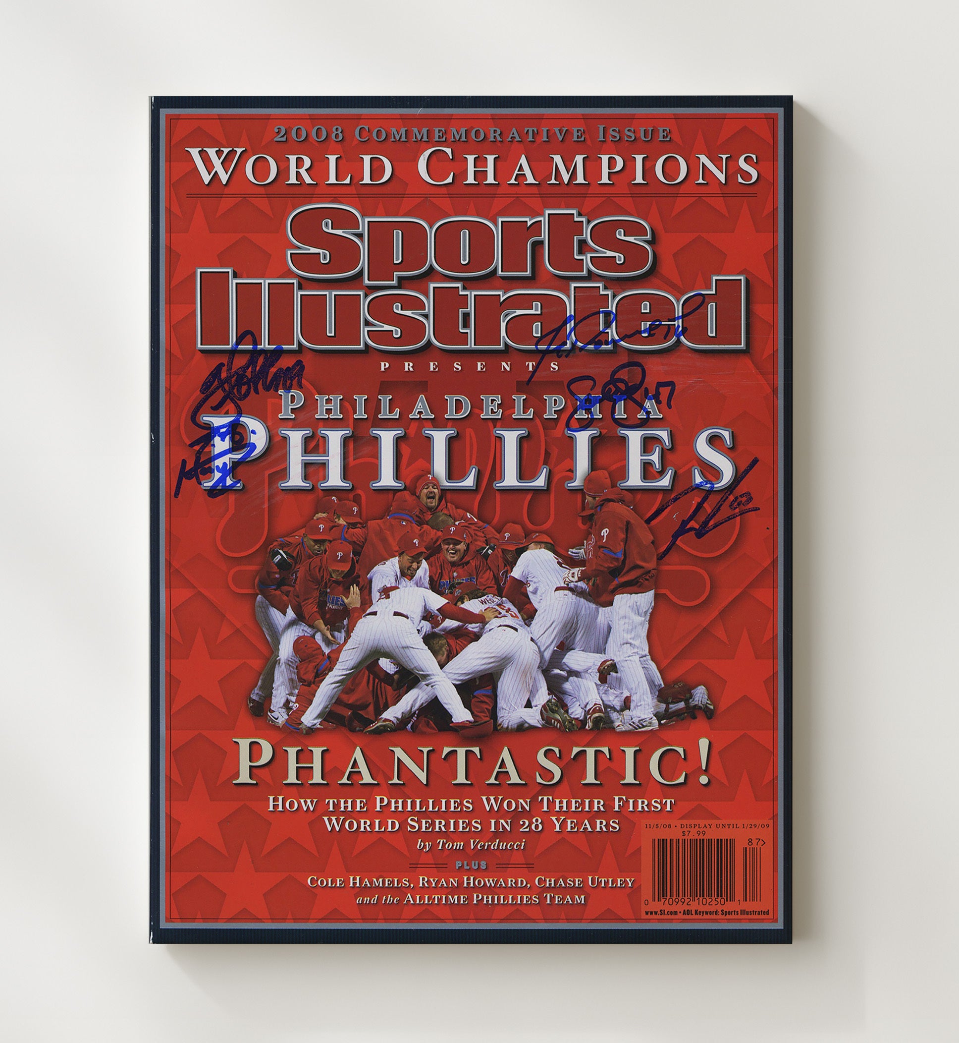 Philadelphia Baseball - 2008 SI Commemorative World Champions Spotlight Wall Art 20x24 Canvas wall art print – Baseball Wall Art decor