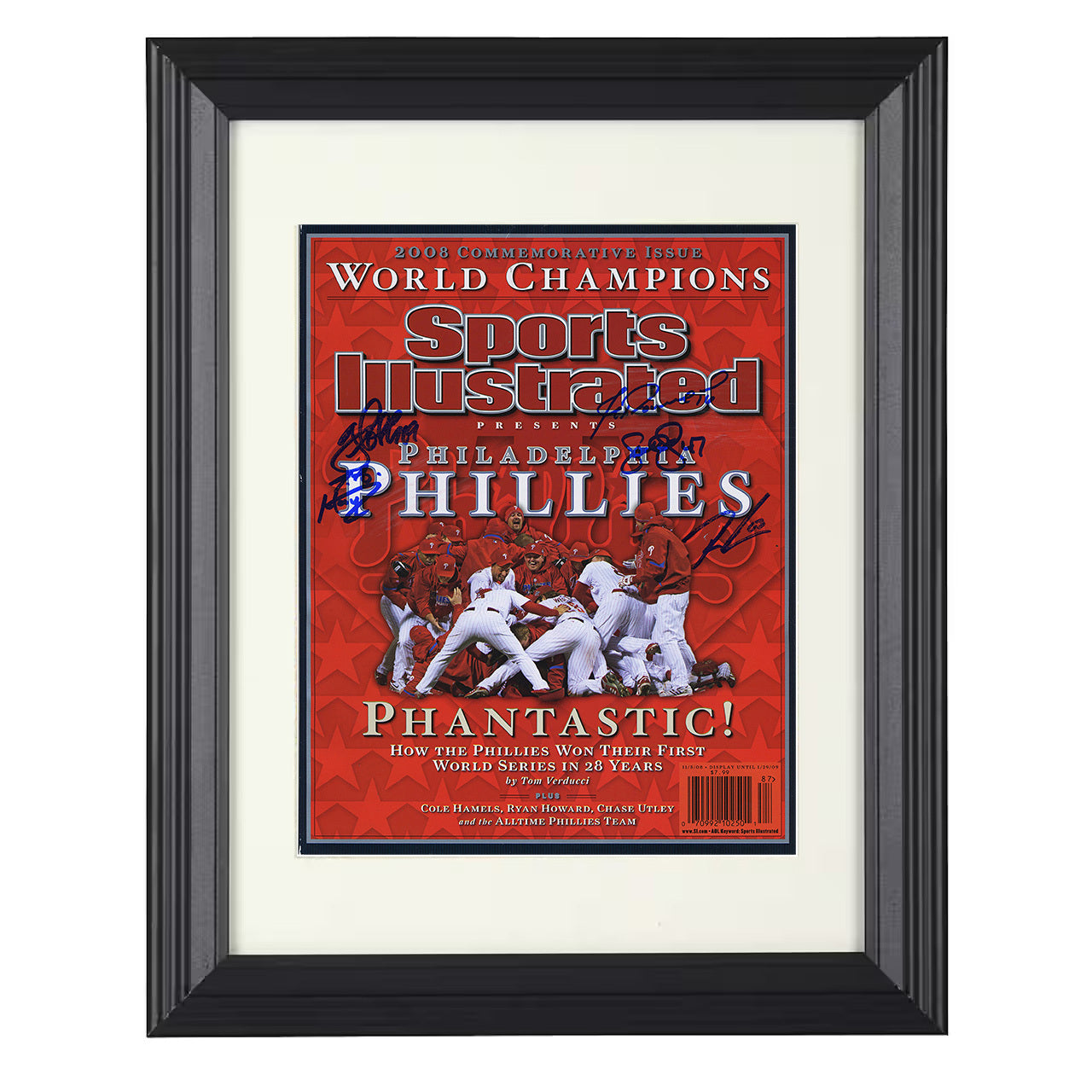 Philadelphia Baseball - 2008 SI Commemorative World Champions Spotlight 8x10 black beveled framed baseball wall art