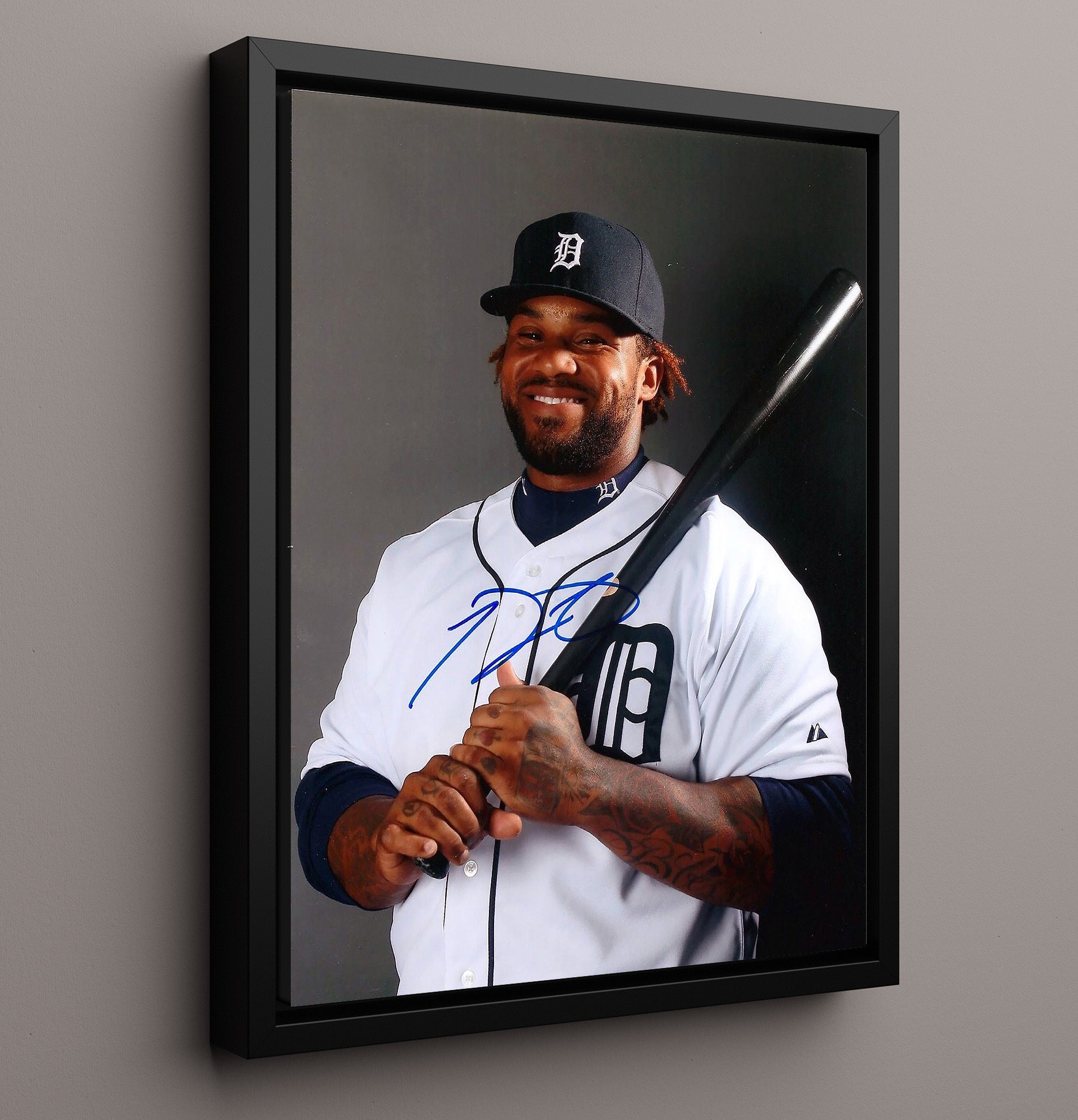 Prince Fielder - Tigers Batting Pose Signed Baseball Wall Art 16x20 Framed Canvas wall art print – Baseball Wall Art decor