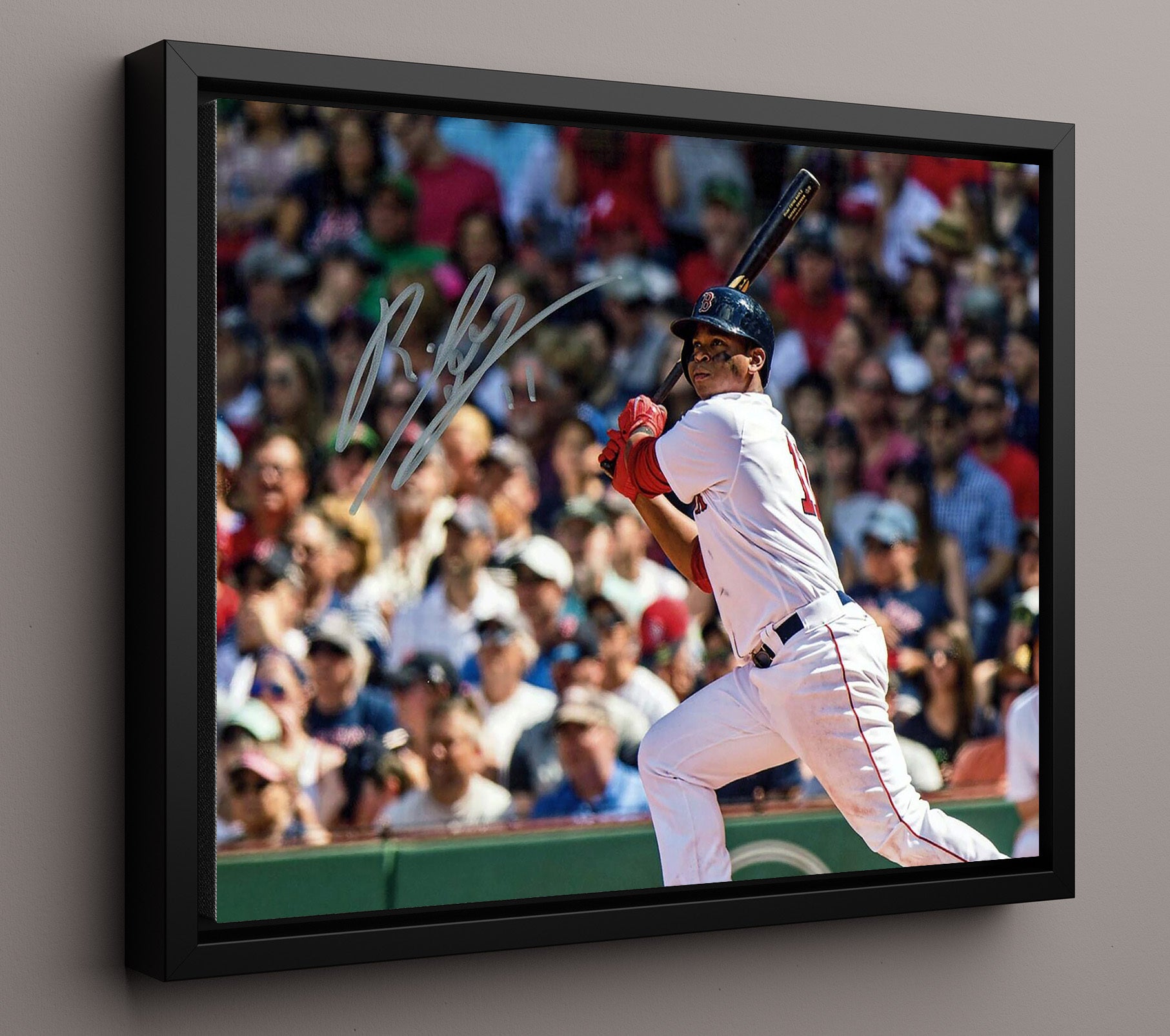 Rafael Devers - Batting Stance Baseball Wall Art 16x20 Framed Canvas wall art print – Baseball Wall Art decor