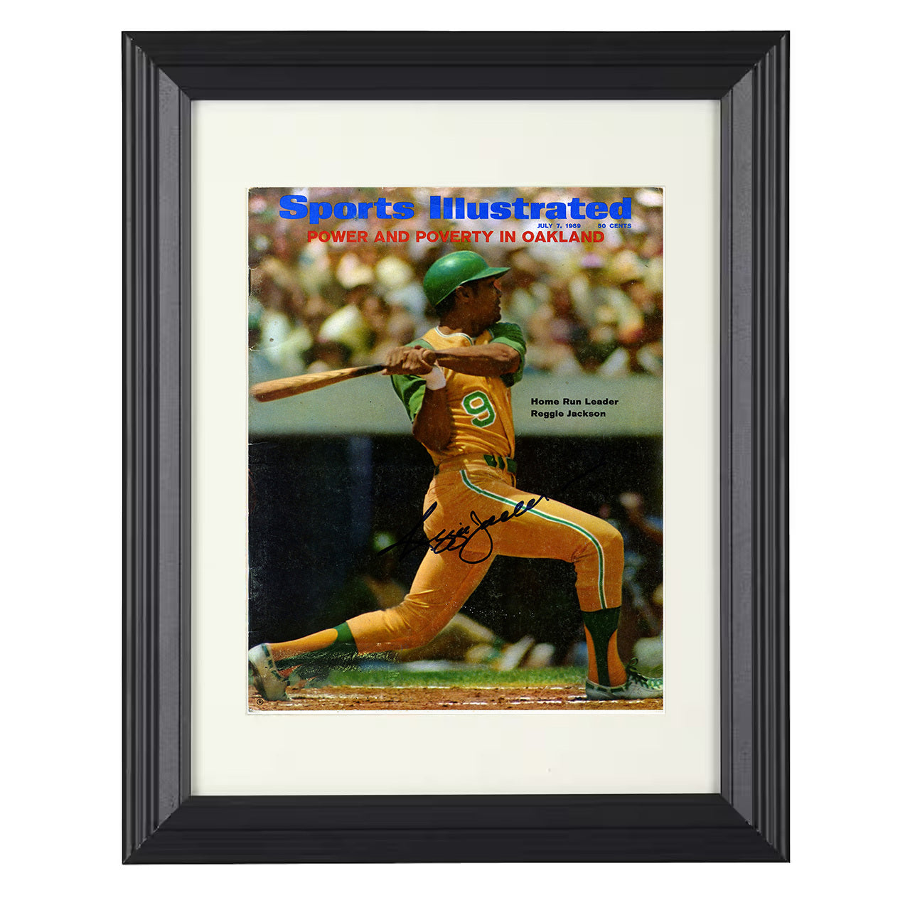 Reggie Jackson - 1969 SI Cover Oakland Legend Home Run Leader 8x10 black beveled framed baseball wall art