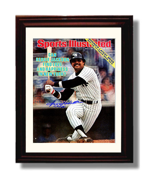 Reggie Jackson - 1977 SI Cover New York Legend Swinging Spotlight Baseball Wall Art 8x10 Beveled Frame wall art print – Baseball Wall Art decor