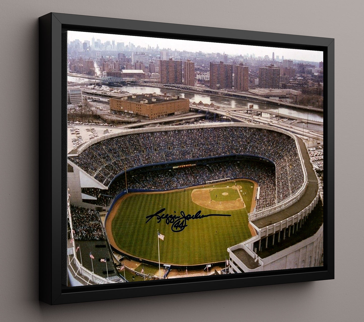 Reggie Jackson - Yankee Stadium Icon Baseball Wall Art 16x20 Framed Canvas wall art print – Baseball Wall Art decor