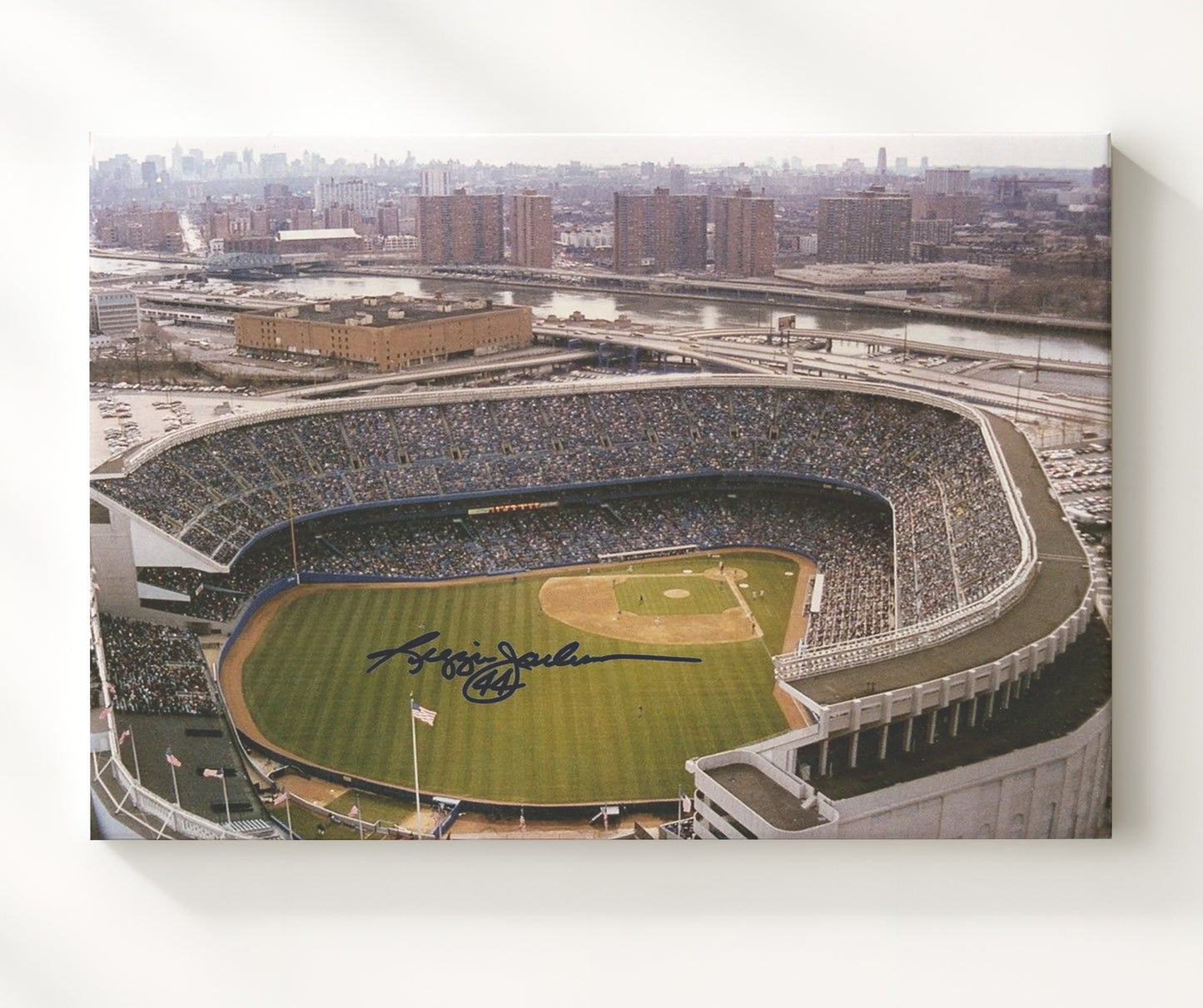 Reggie Jackson - Yankee Stadium Icon Baseball Wall Art 20x24 Canvas wall art print – Baseball Wall Art decor