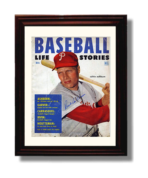 Richie Ashburn - 1952 Baseball Life Stories Cover Philadelphia Legend Wall Art 8x10 Beveled Frame wall art print – Baseball Wall Art decor