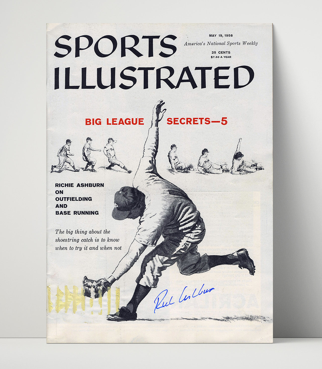 Richie Ashburn - 1958 SI Cover Philadelphia Legend Big League Secrets Baseball Wall Art 16x20 Unframed Print wall art print – Baseball Wall Art decor