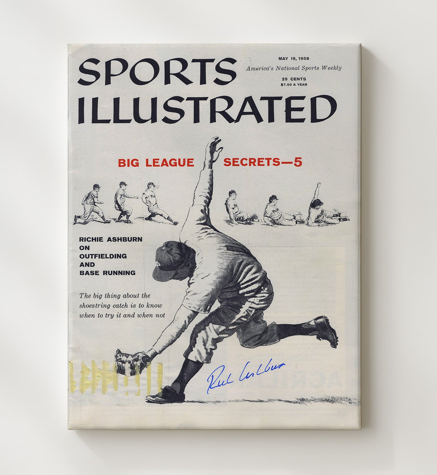 Richie Ashburn - 1958 SI Cover Philadelphia Legend Big League Secrets Baseball Wall Art 20x24 Canvas wall art print – Baseball Wall Art decor