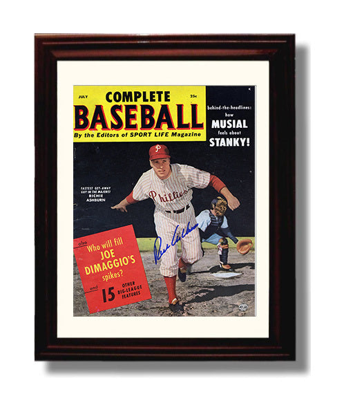Richie Ashburn - Complete Baseball 1955 - Signed - Action Wall Art 8x10 Beveled Frame wall art print – Baseball Wall Art decor