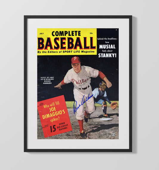 Richie Ashburn - Complete Baseball 1955 - Signed - Action 8x10 Canvas baseball wall art