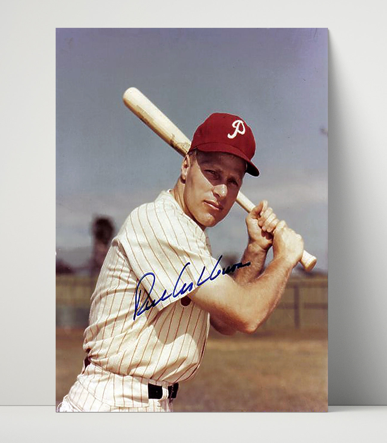 Richie Ashburn - Philadelphia Legend Bat Pose Spotlight Baseball Wall Art 16x20 Unframed Print wall art print – Baseball Wall Art decor