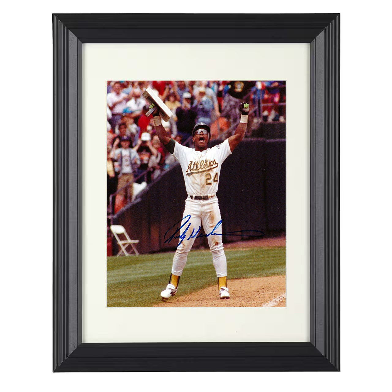 Rickey Henderson - Oakland Legend Stolen Base King Spotlight 8x10 black beveled framed baseball wall art