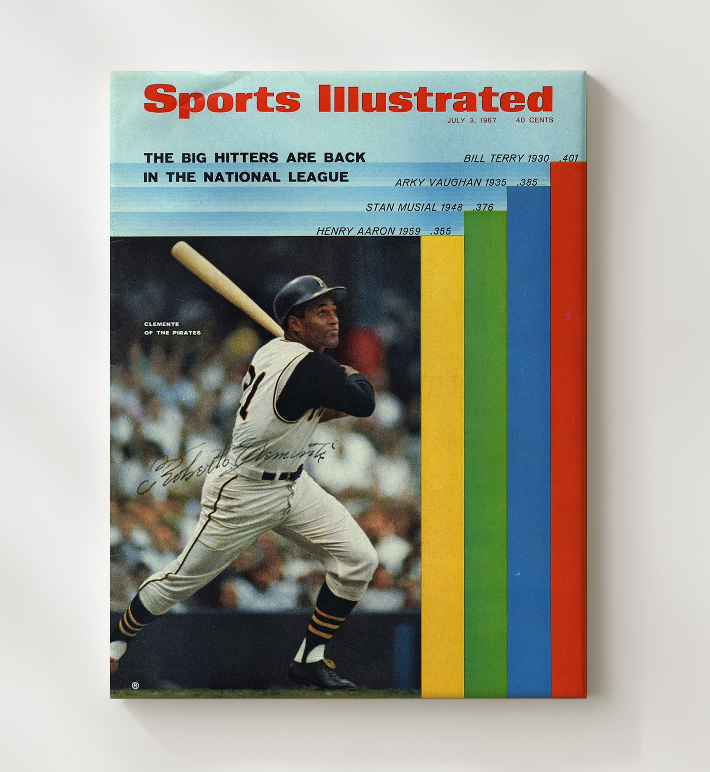 Roberto Clemente - SI Cover Spotlight Baseball Wall Art 20x24 Canvas wall art print – Baseball Wall Art decor