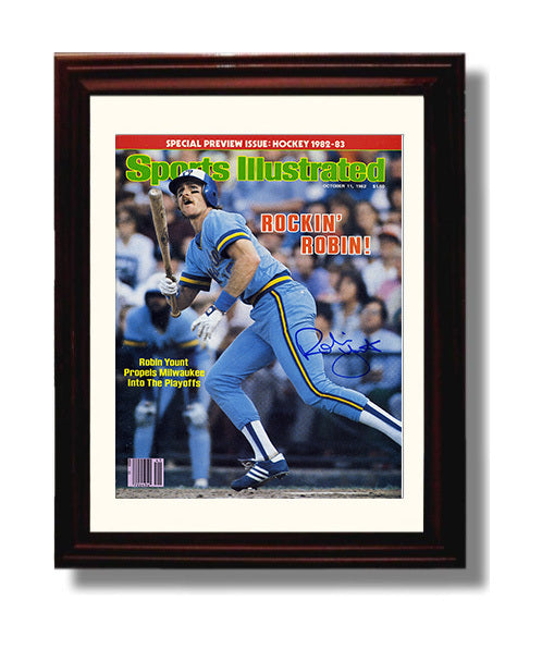 Robin Yount - Batting Follow - Through 1982 SI Cover Spotlight Baseball Wall Art 8x10 Beveled Frame wall art print – Baseball Wall Art decor
