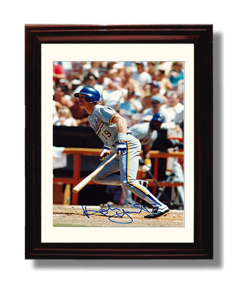 Robin Yount - Milwaukee Legend After The Hit Spotlight Baseball Wall Art 8x10 Beveled Frame wall art print – Baseball Wall Art decor