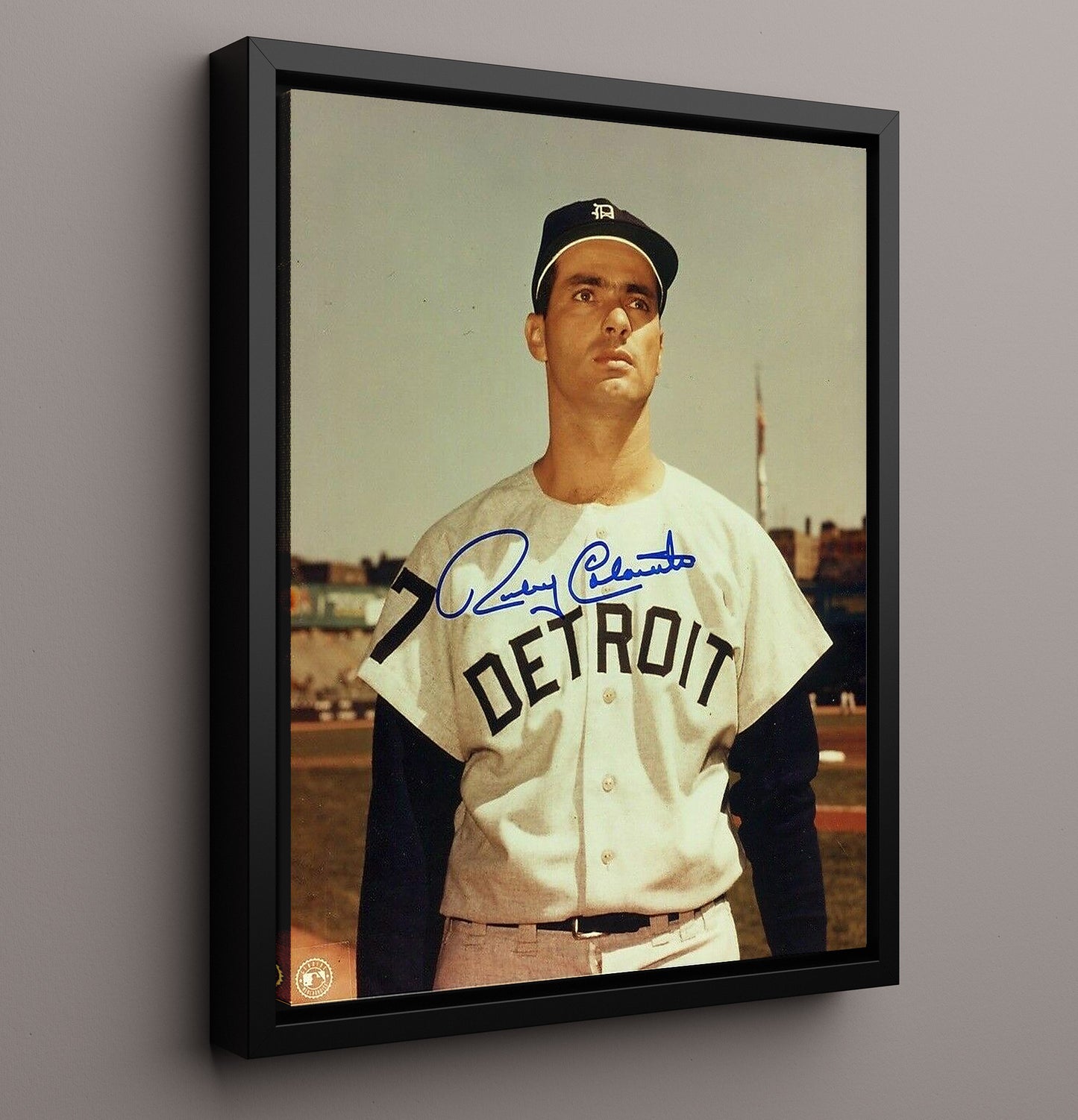 Rocky Colavito - Cleveland Legend Classic Portrait Spotlight Baseball Wall Art 16x20 Framed Canvas wall art print – Baseball Wall Art decor