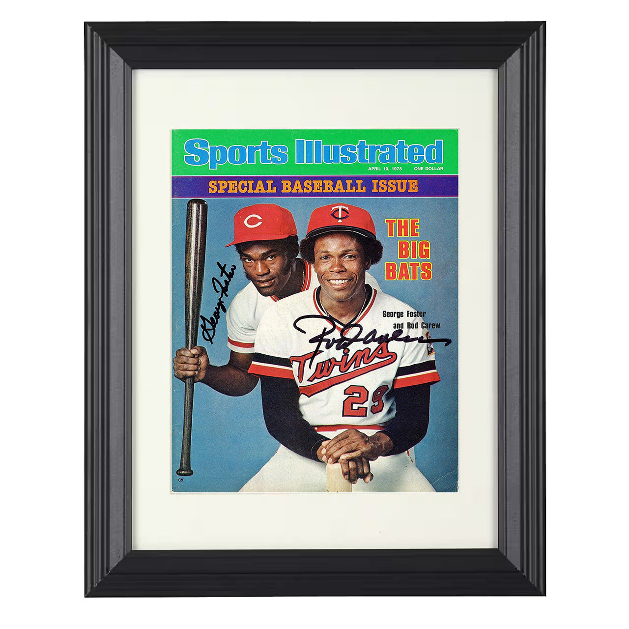 Rod Carew and George Foster - Sports Illustrated Big Bats Cover 8x10 black beveled framed baseball wall art