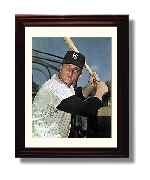Roger Maris - New York Legend Bat Pose Spotlight Baseball Wall Art 8x10 Beveled Frame wall art print – Baseball Wall Art decor