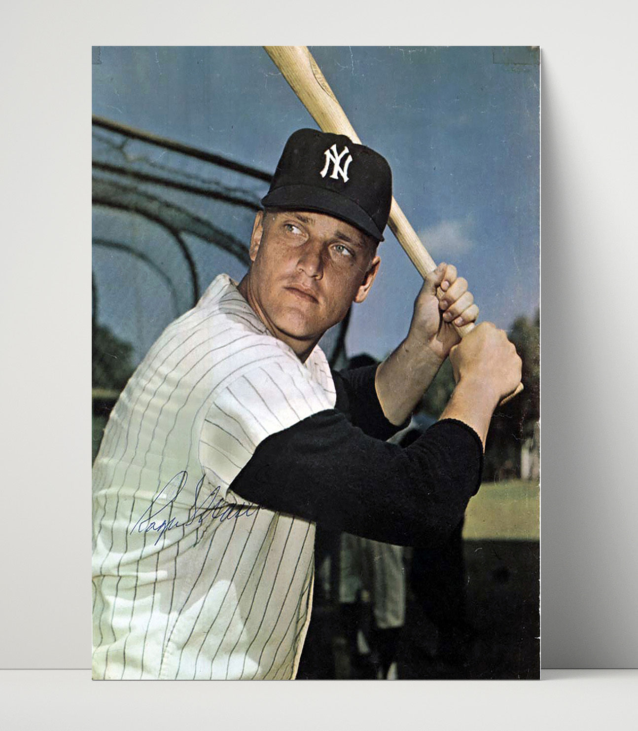 Roger Maris - New York Legend Bat Pose Spotlight Baseball Wall Art 16x20 Unframed Print wall art print – Baseball Wall Art decor