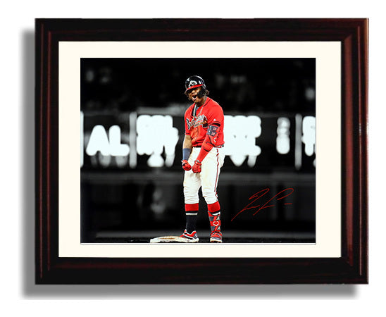 Ronald Acuna Jr - Base Celebration Flex Baseball Wall Art 8x10 Beveled Frame wall art print – Baseball Wall Art decor