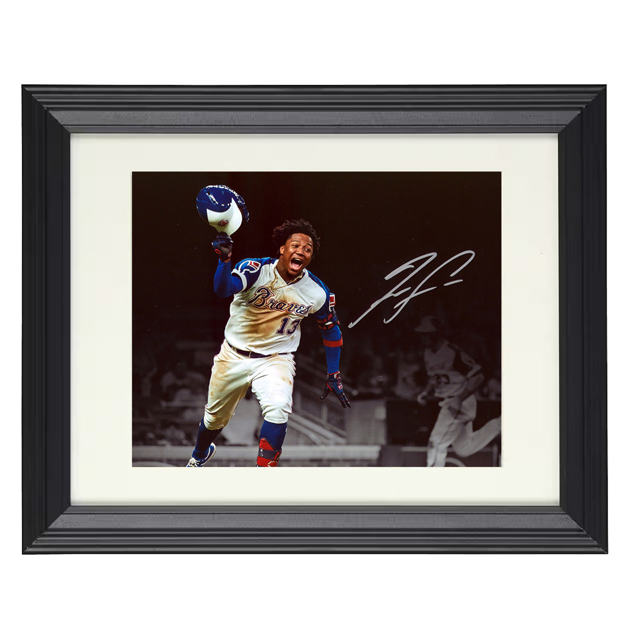 Ronald Acuna Jr - Braves Celebration Spotlight 8x10 black beveled framed baseball wall art